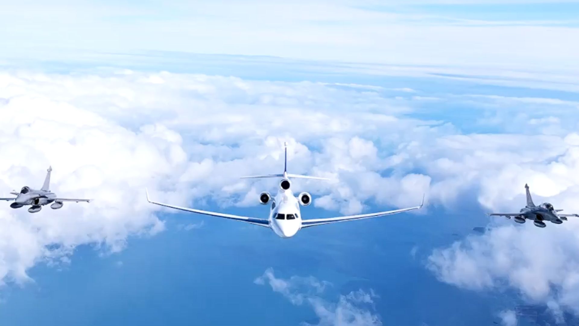 President Macron arrived at the base of the French nuclear ballistic missile submarines escorted by Rafale aircraft